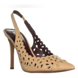 BCBGeneration Talyn Beige Cream Slingback Cutout Pointy High Heels 4.5 5